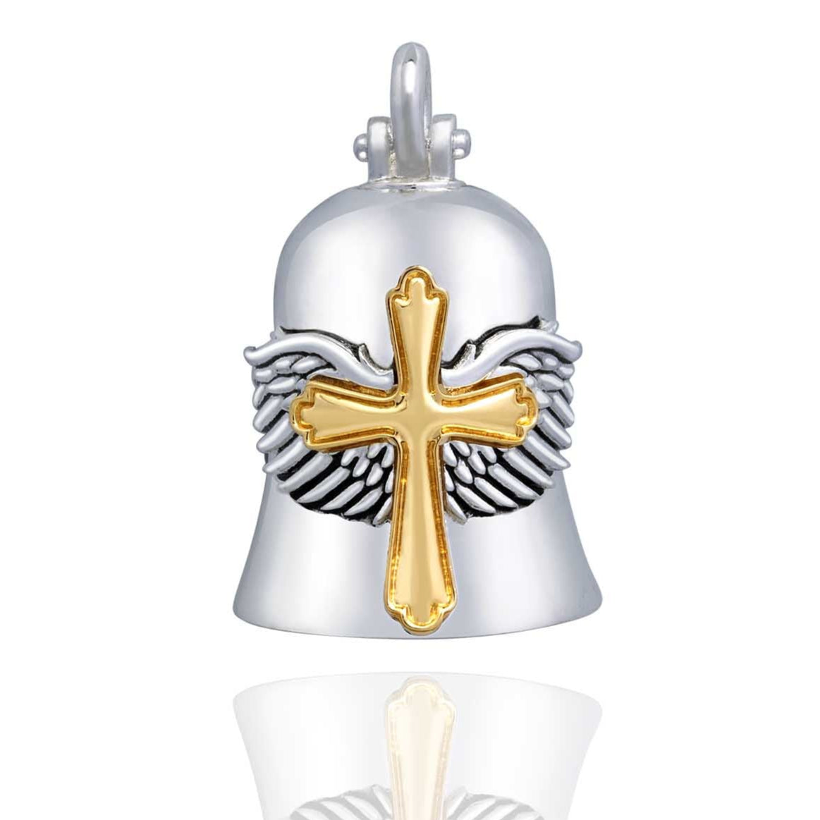 Gold Cross & Wings Road Bell Steel Horse Jewelry