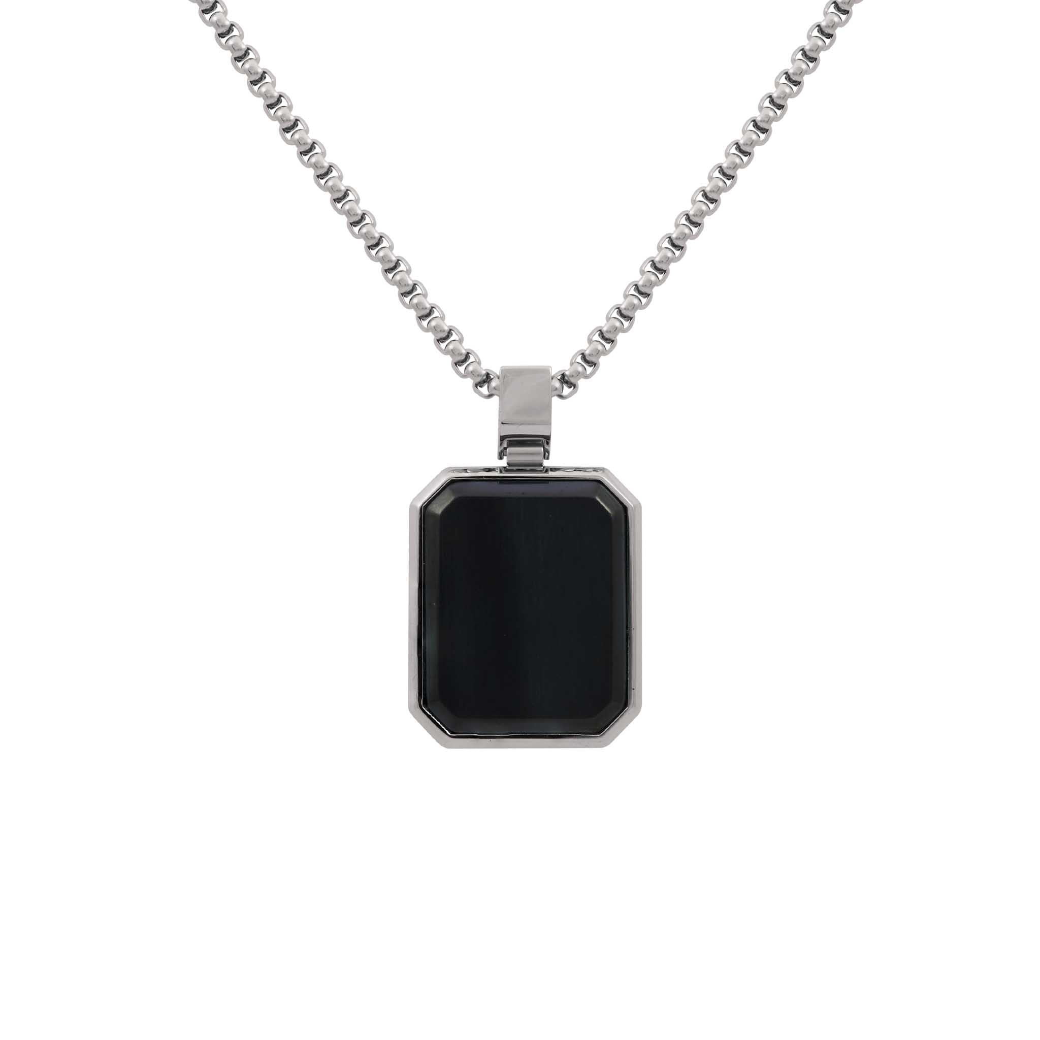Black Onyx Dogtag Necklace Steel Horse Jewelry