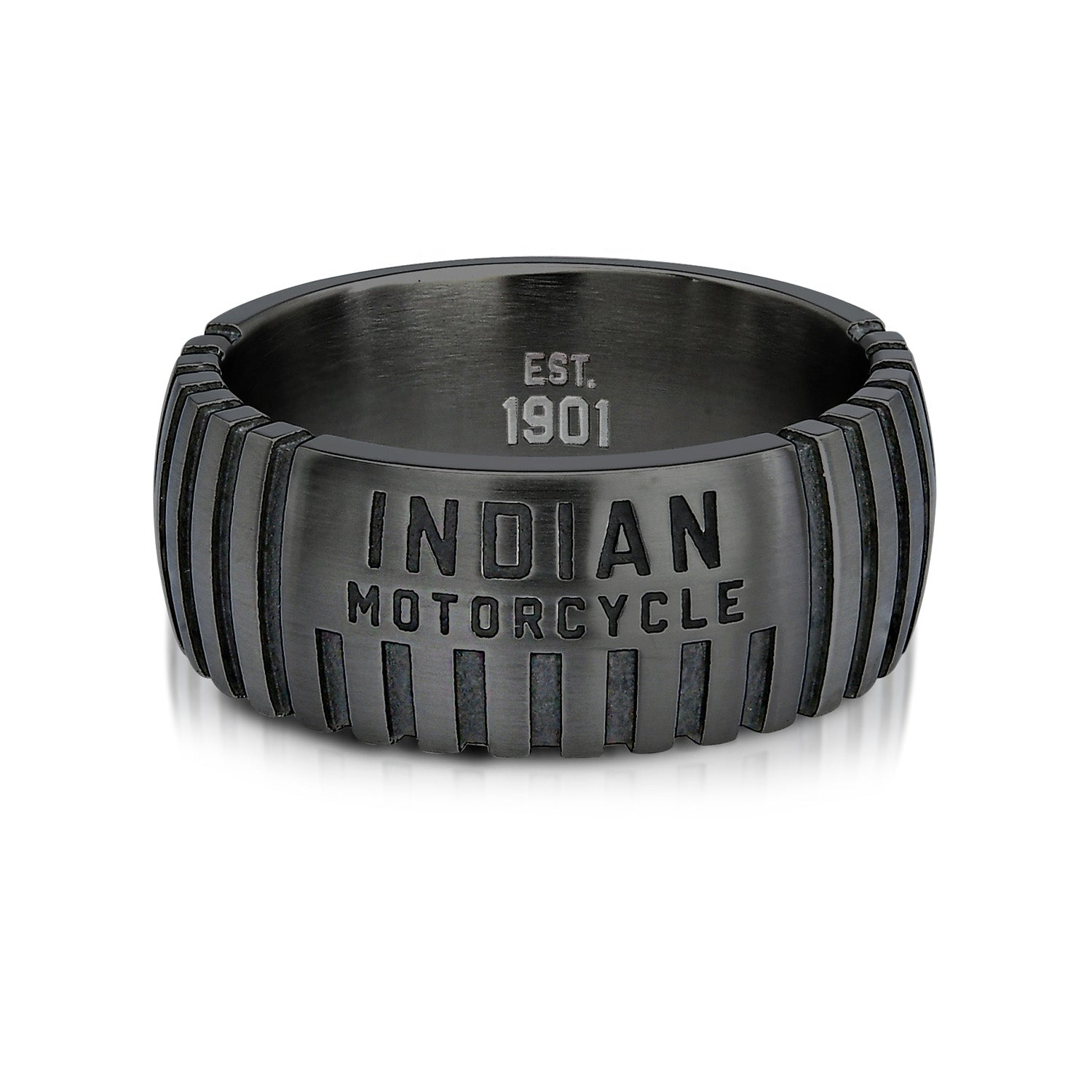 Engine Lines Band Ring in Gunmetal