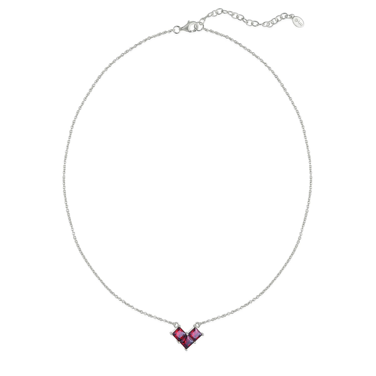 Red 3-Stone Bling Heart Necklace