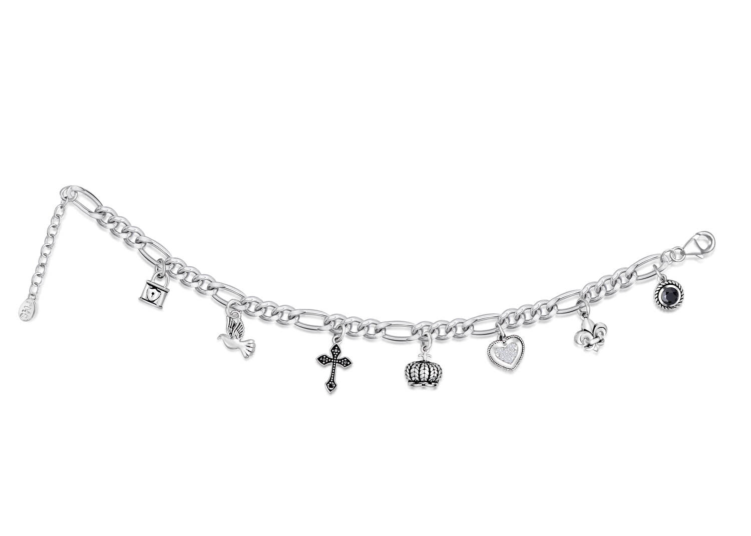 Figaro Chain Stationed Charm Bracelet