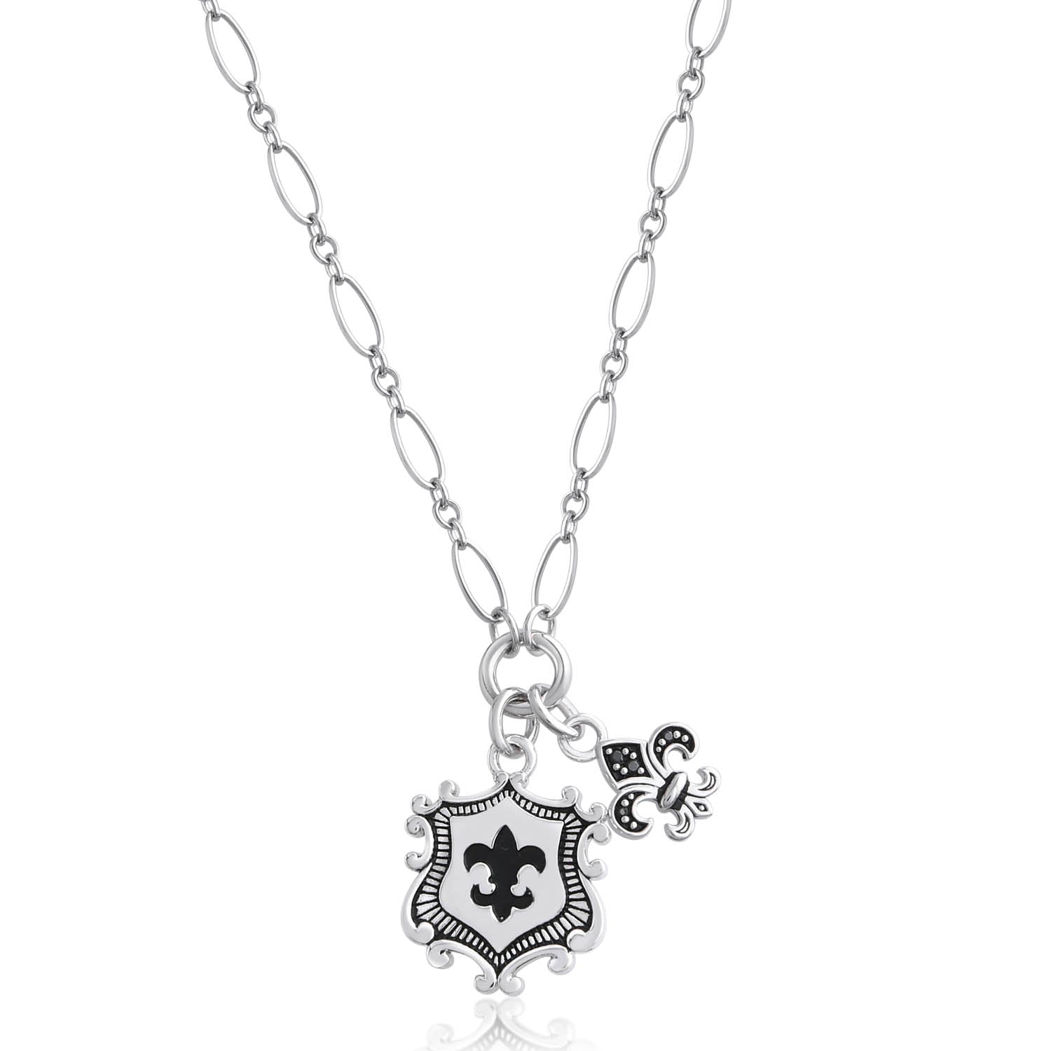 Fleur-de-lis and Shield Charm Necklace