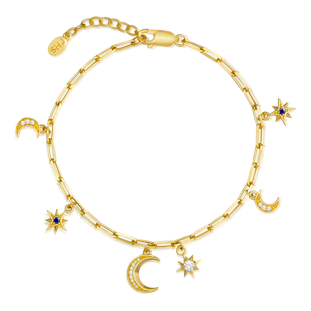 Moon &amp; Stars Multi Charm Bracelet