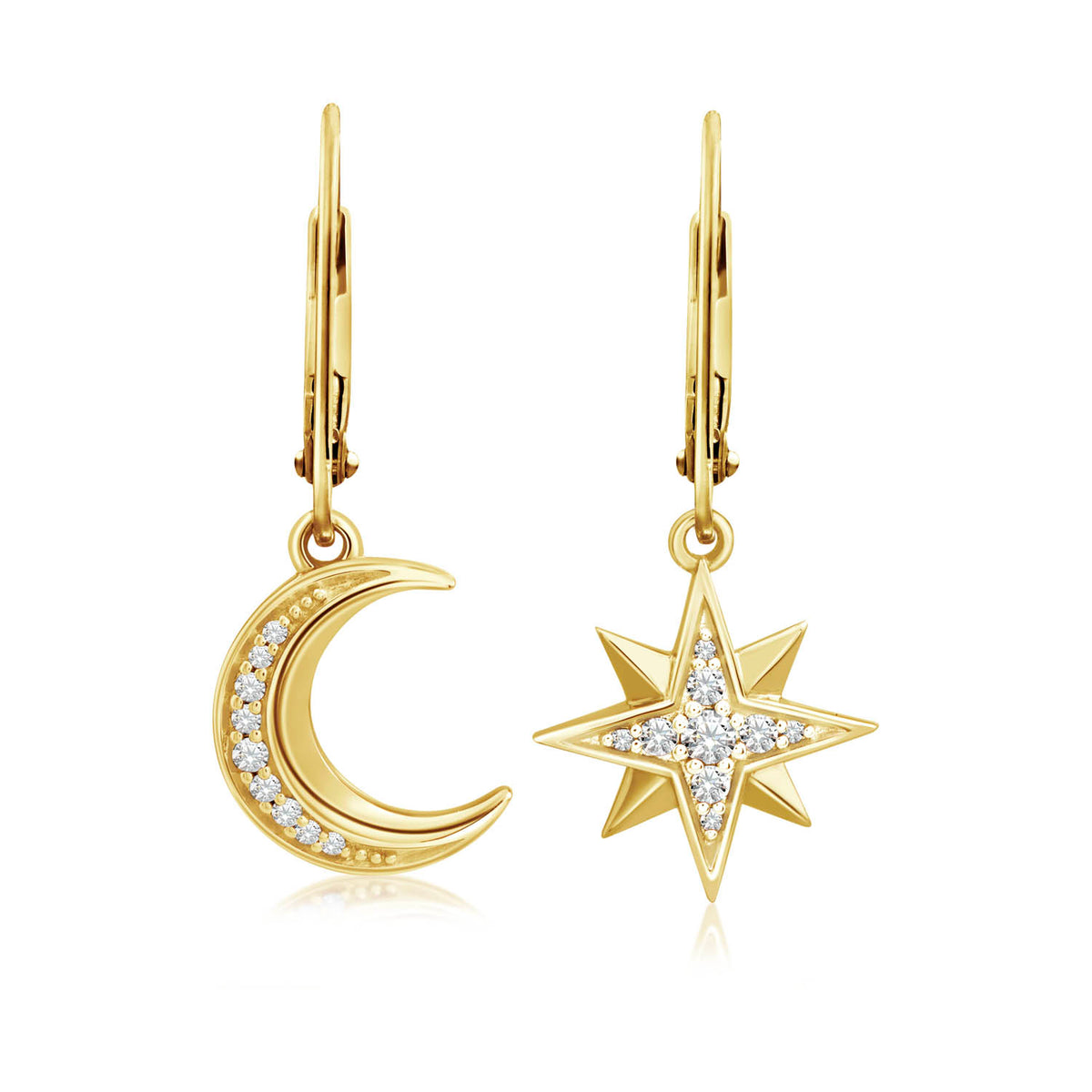 Moon &amp; Stars Mismatched Drop Earrings