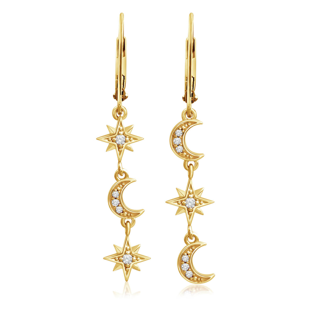 Moon &amp; Stars Drop Earrings