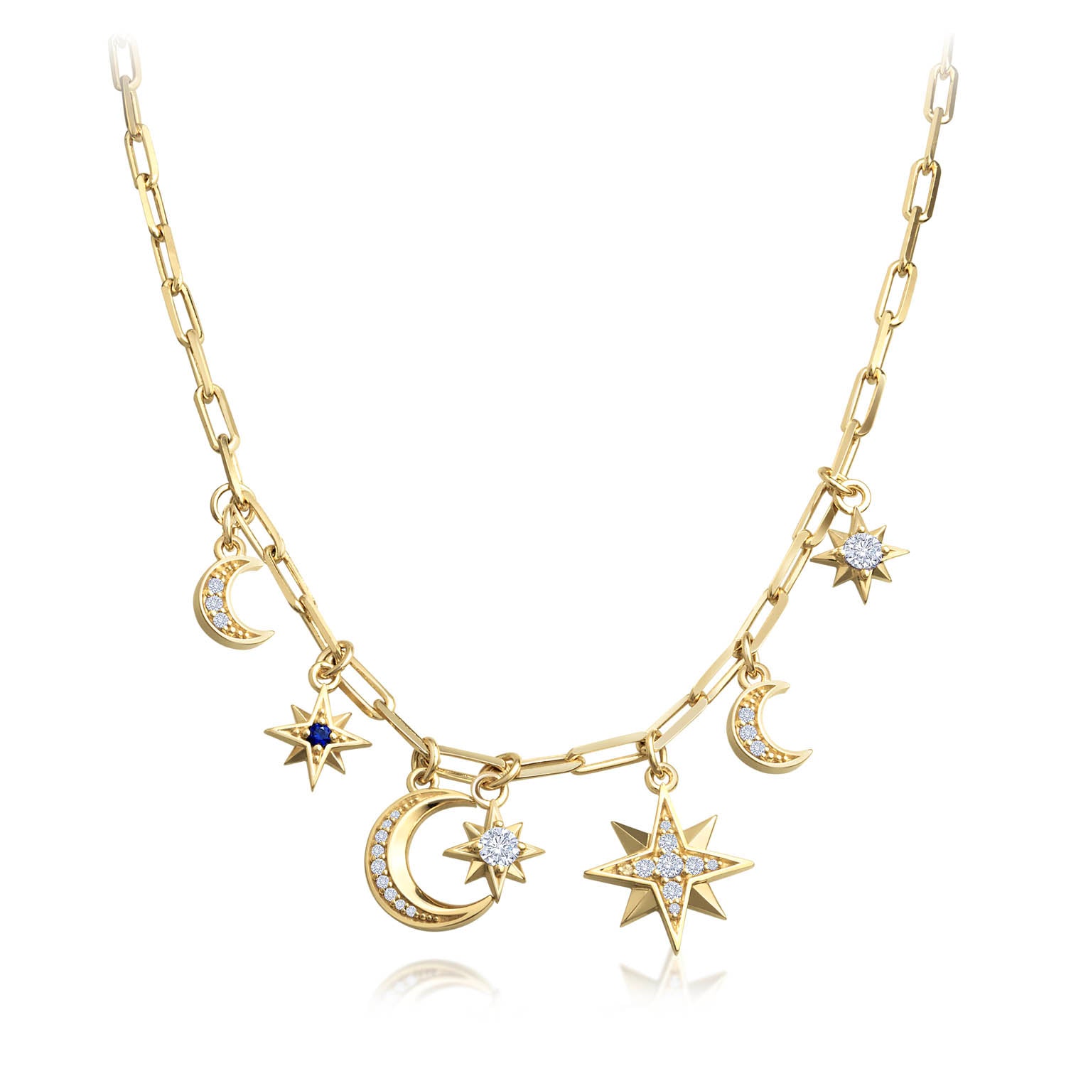 Moon & Stars Multi Charm Necklace