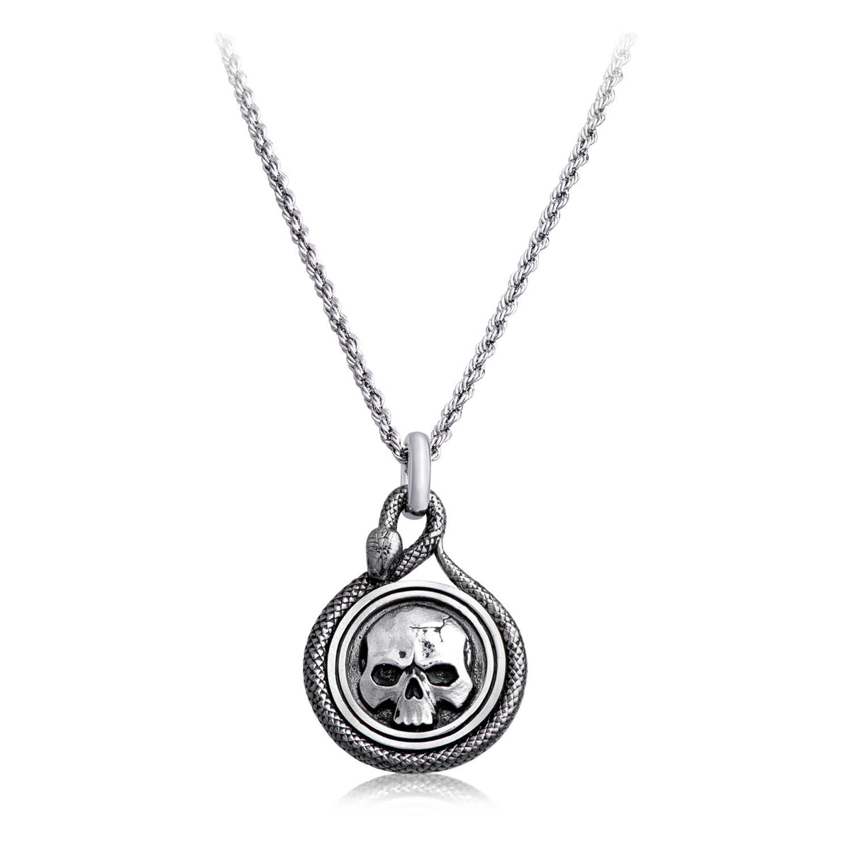 Skull &amp; Snake Pendant Necklace