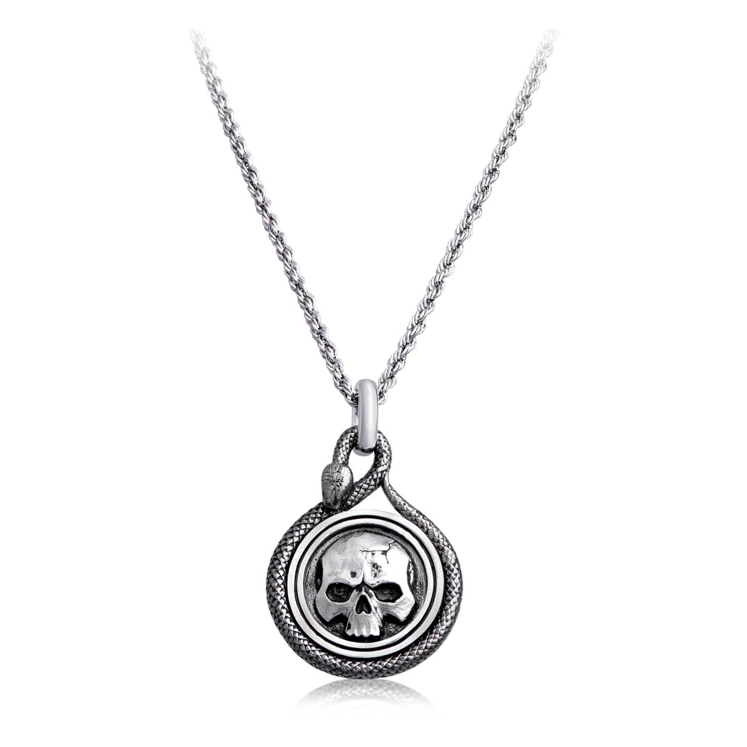 Skull & Snake Pendant Necklace