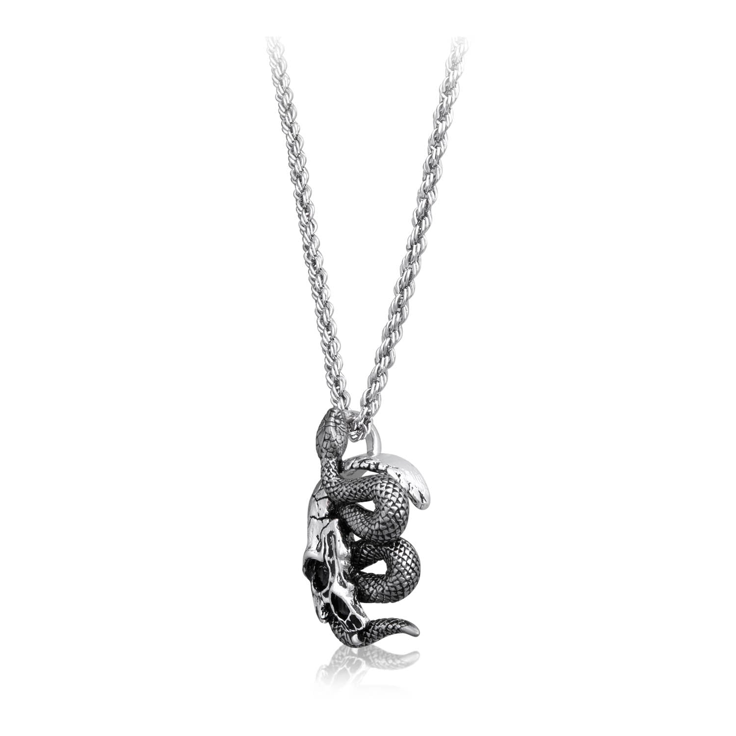 Serpent Half Skull Necklace