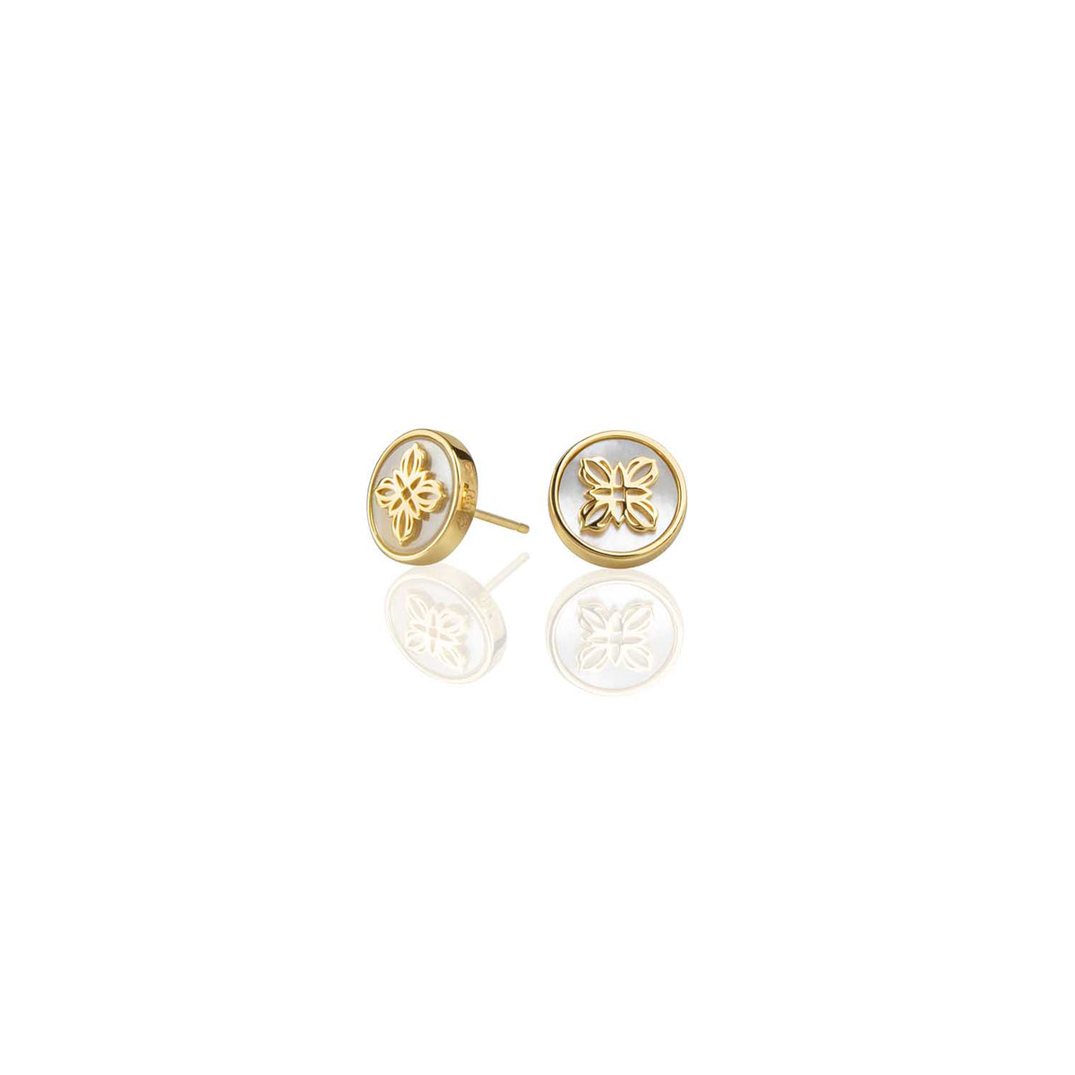 Lanna Four Petal Medallion Post Earrings