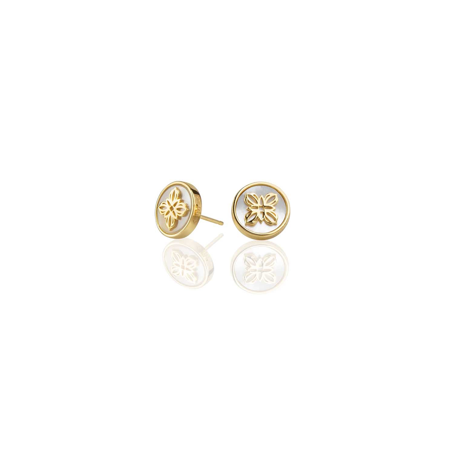 Lanna Four Petal Medallion Post Earrings