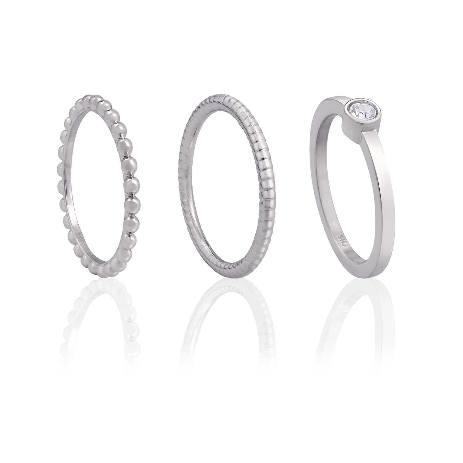 Trinity Circle Stone Stacking Ring Set