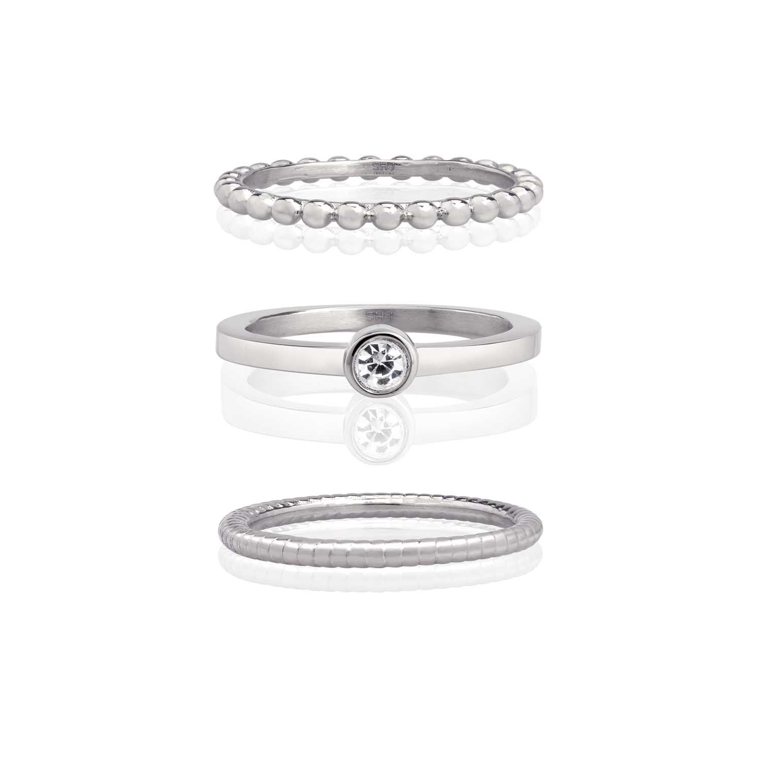 Trinity Circle Stone Stacking Ring Set