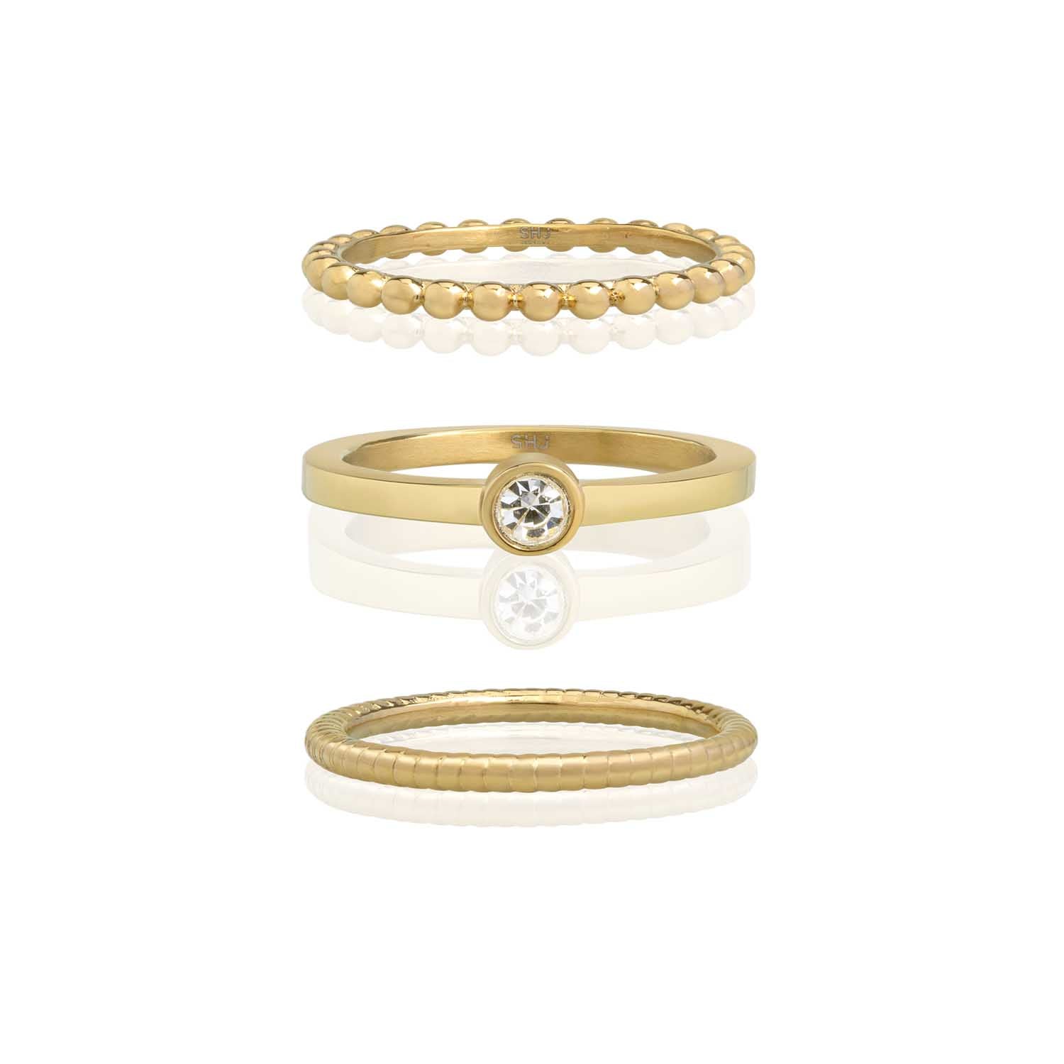 Trinity Circle Stone Stacking Ring Set