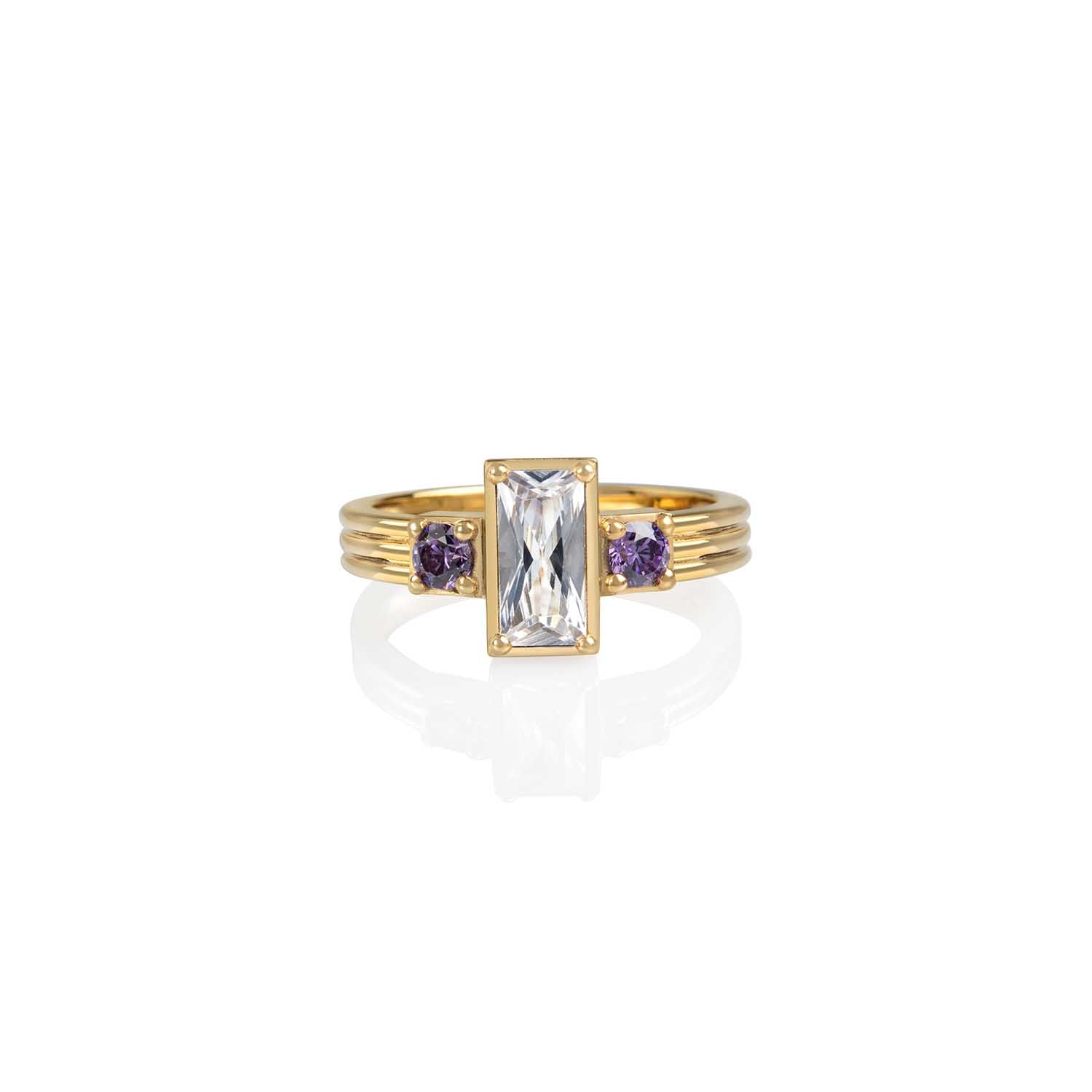 Samantha Amethyst Baguette Ring