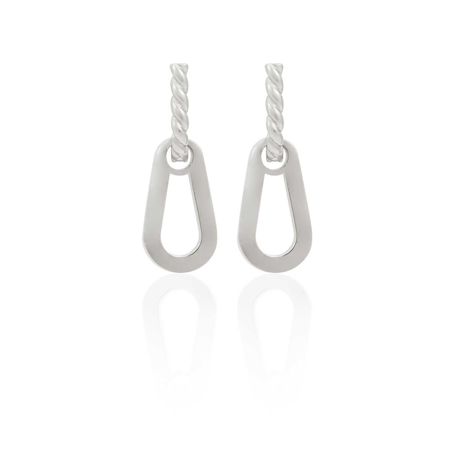 Double Carabiner Woven Hoop Earrings