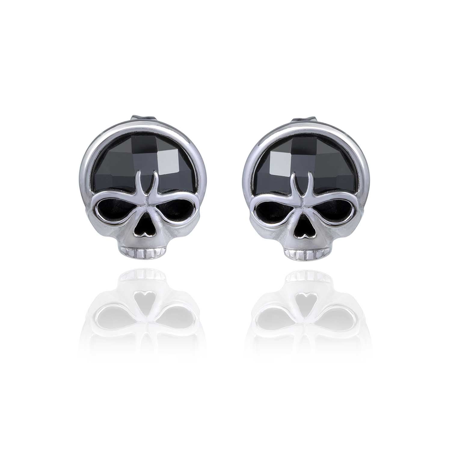 Tempest Skull & Stone Post Earrings