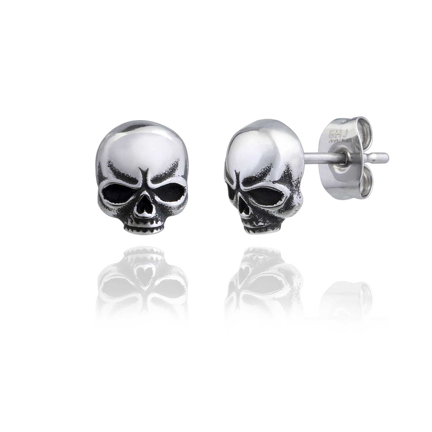 Tiny Tempest Skull Post Earrings Steel Horse Jewelry