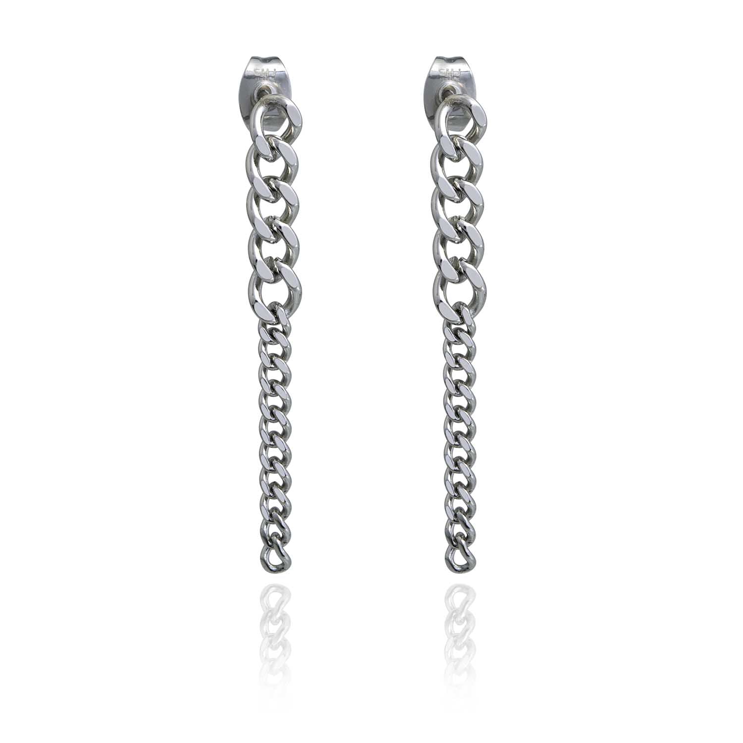 Dual Cuban Chain Drop Earrings