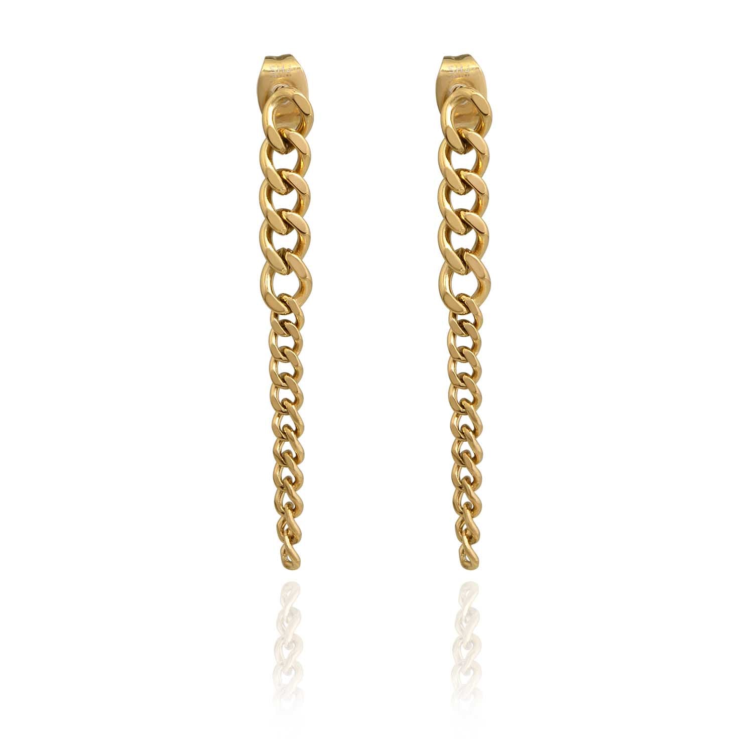 Dual Cuban Chain Drop Earrings