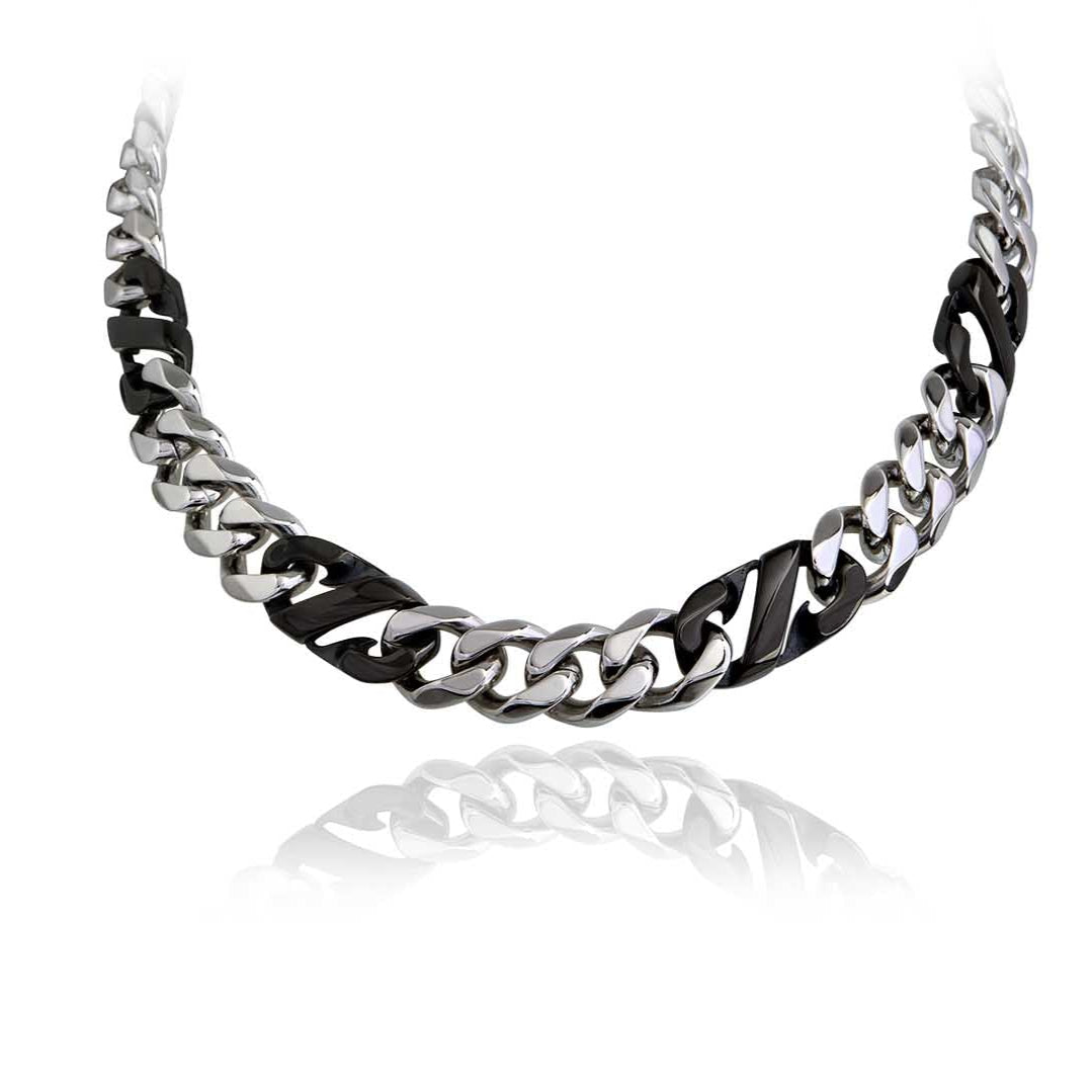 Black Double Link Chain Necklace