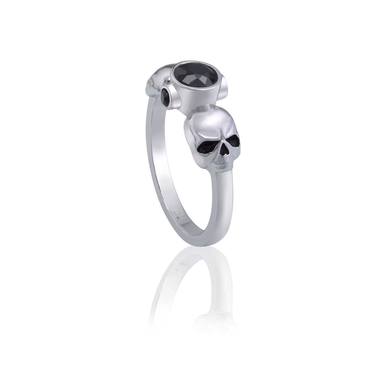 Tempest Double Skull & Stone Ring