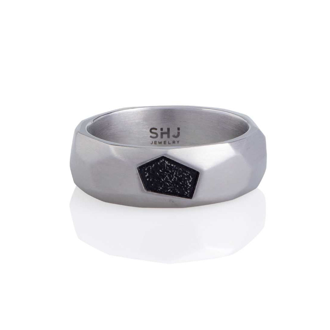 Bevel Edge Band Ring Steel Horse Jewelry