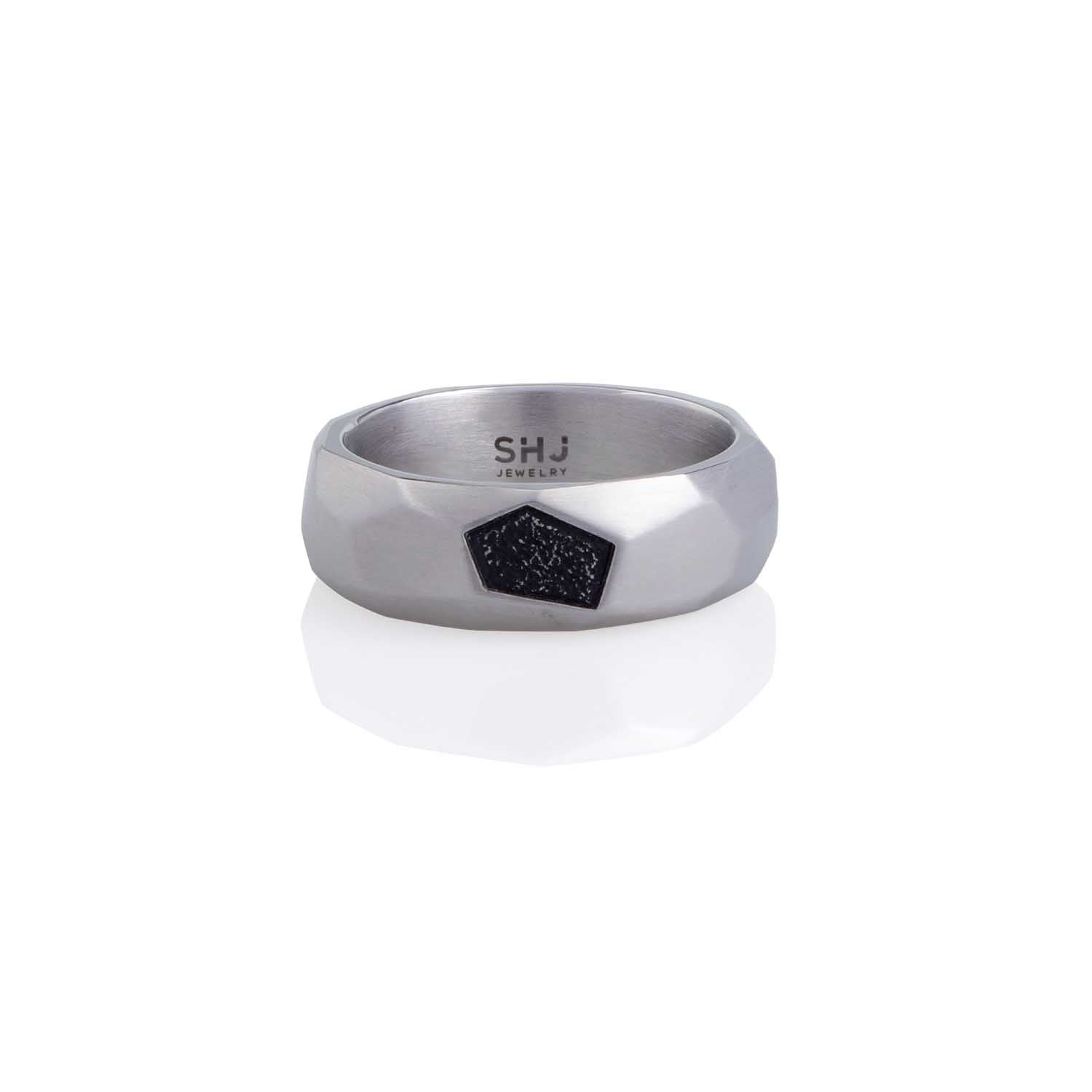 Bevel Edge Band Ring Steel Horse Jewelry