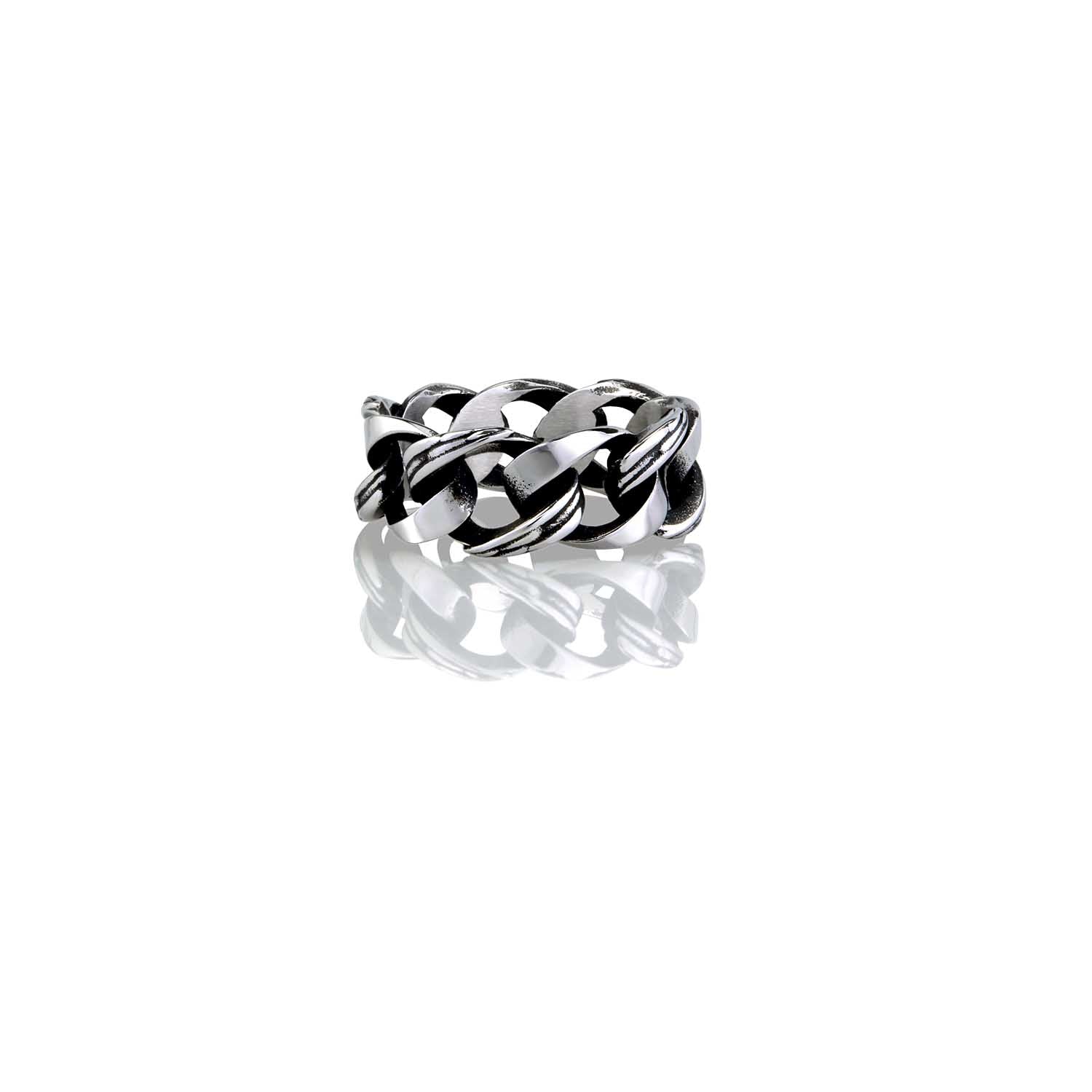 Guardian Wings Chain Band Ring Steel Horse Jewelry