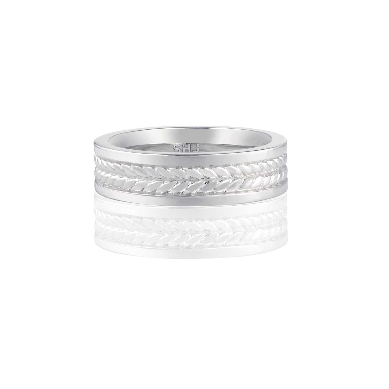 Woven Inlaid Stacking Ring