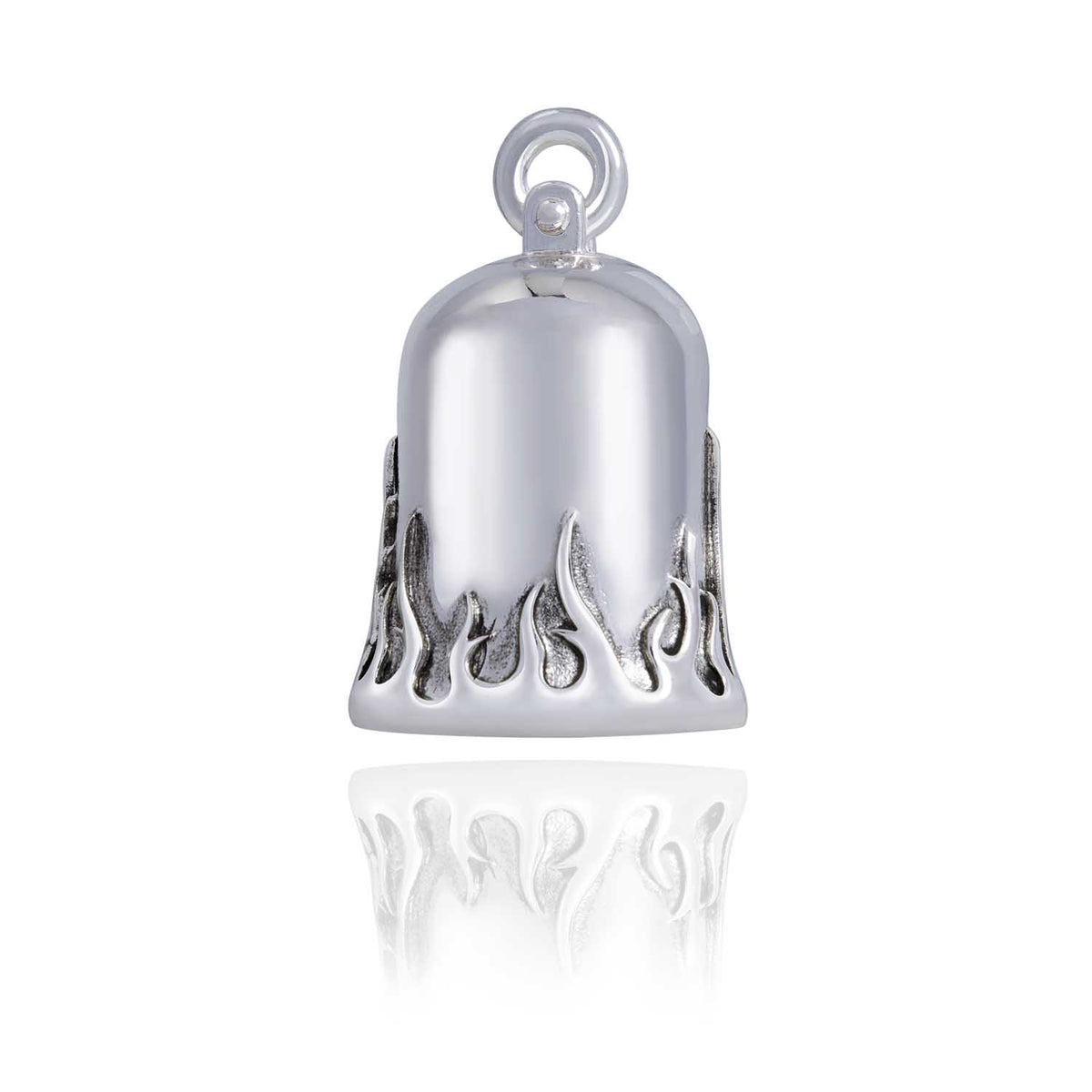 Silver Road Bell with Silver Flames Steel Horse Jewelry