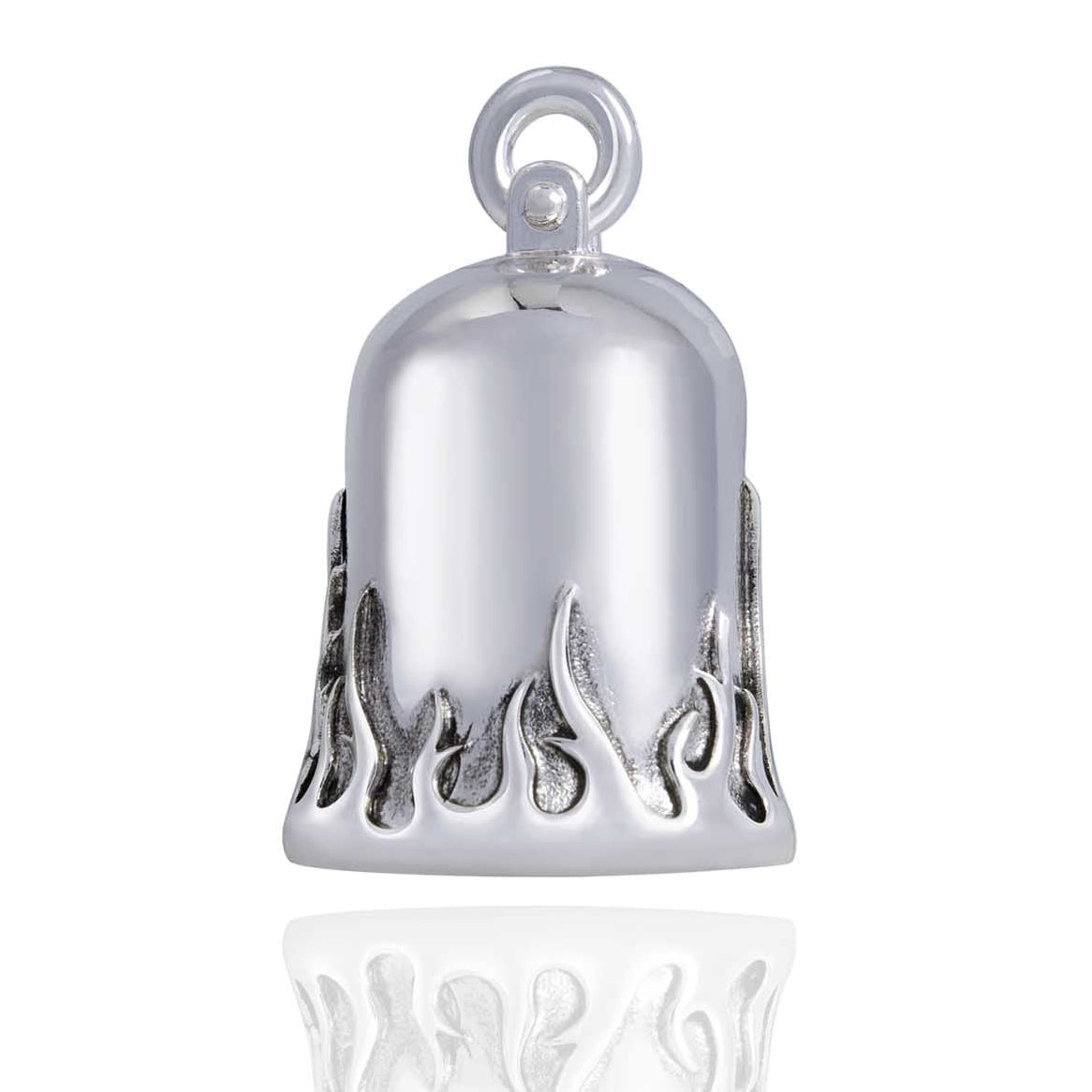 Silver Road Bell with Silver Flames Steel Horse Jewelry