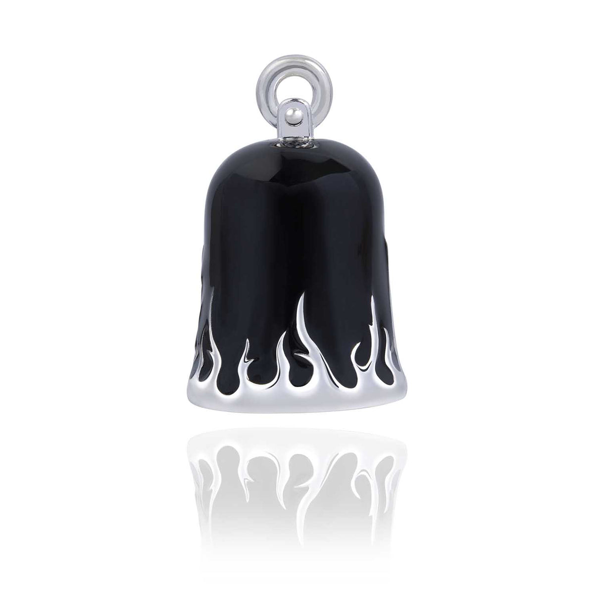 Black Road Bell with Silver Flames Steel Horse Jewelry