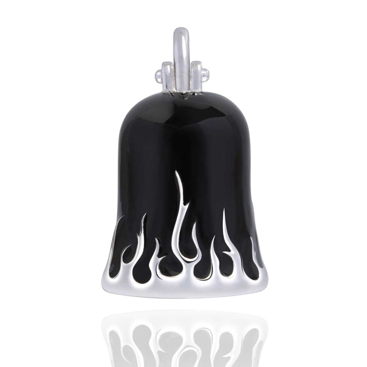 Black Road Bell with Silver Flames