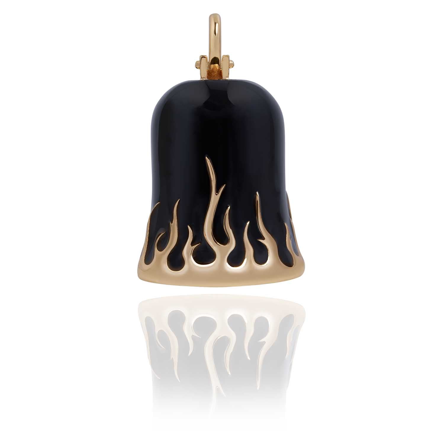 Black Road Bell with Gold Flames