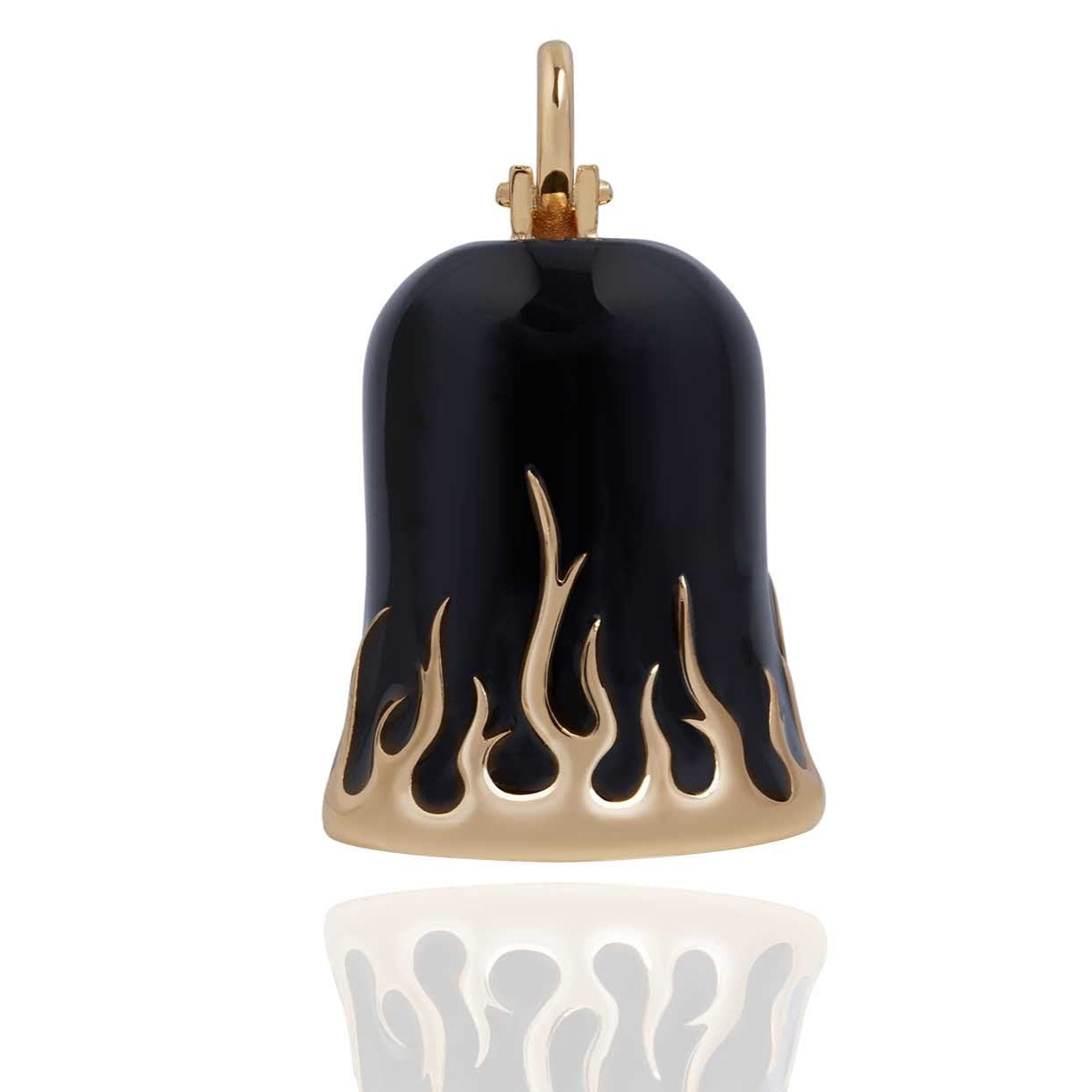 Black Road Bell with Gold Flames