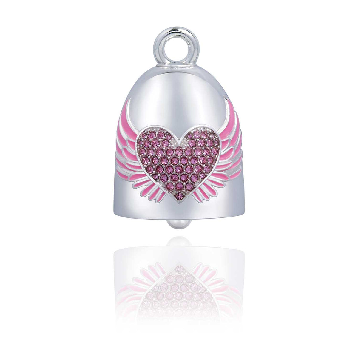 Pink Bling Heart &amp; Wings Road Bell Steel Horse Jewelry