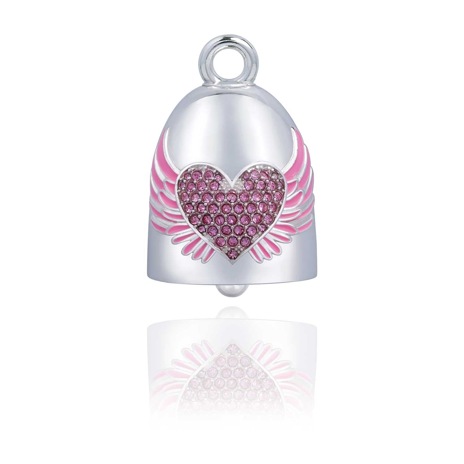 Pink Bling Heart & Wings Road Bell Steel Horse Jewelry