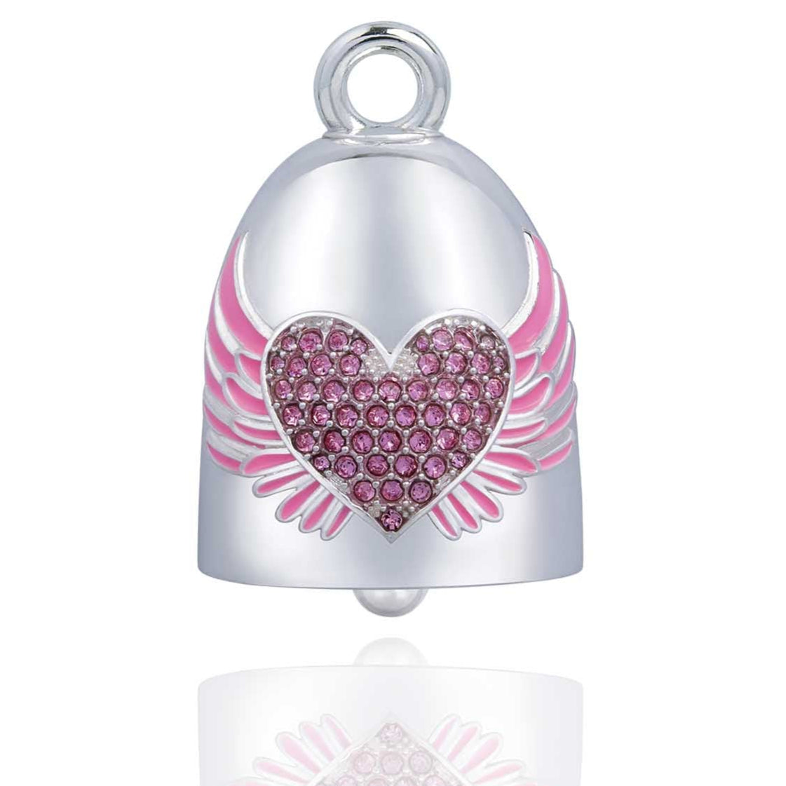 Pink Bling Heart & Wings Road Bell Steel Horse Jewelry