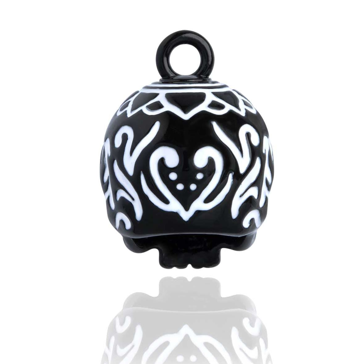 Black Skull Road Bell with Gold Flower Eyes