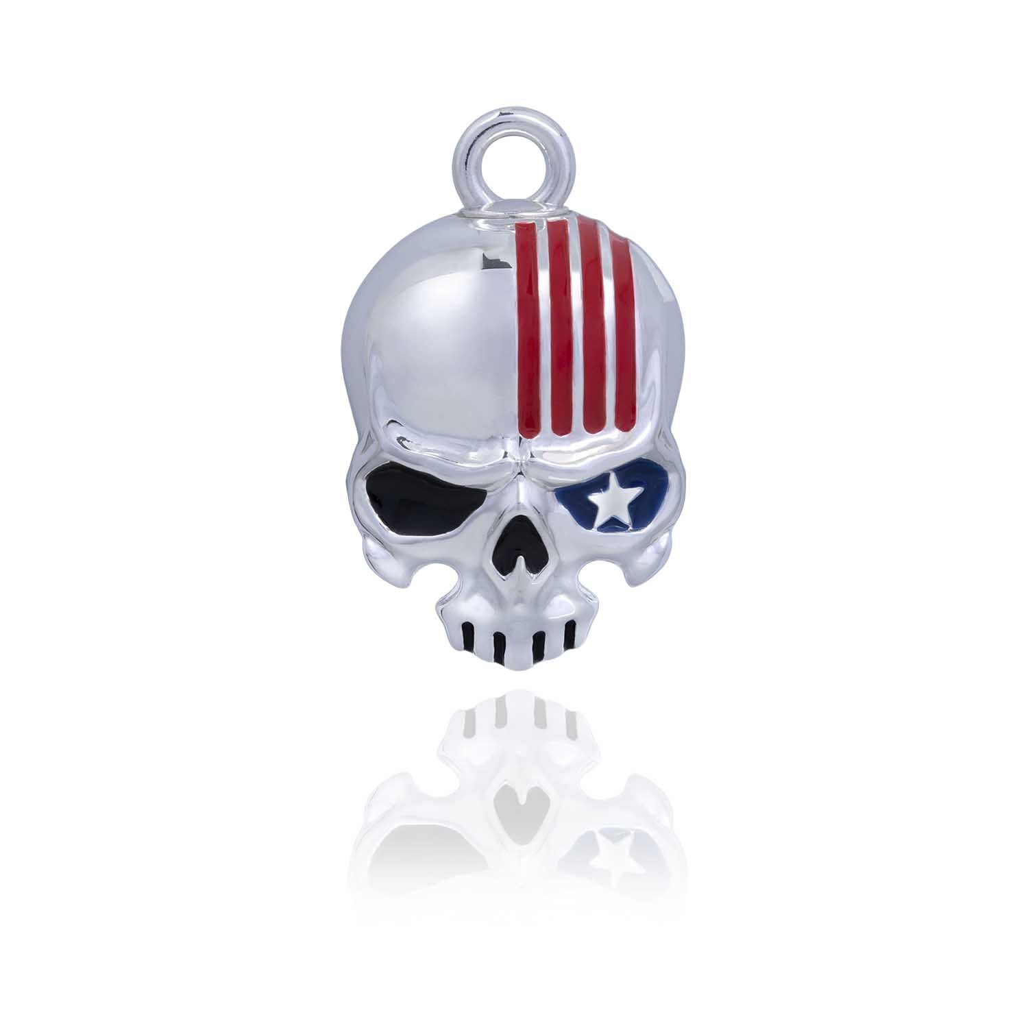 Silver Reaper Skull Road Bell with Enamel Steel Horse Jewelry