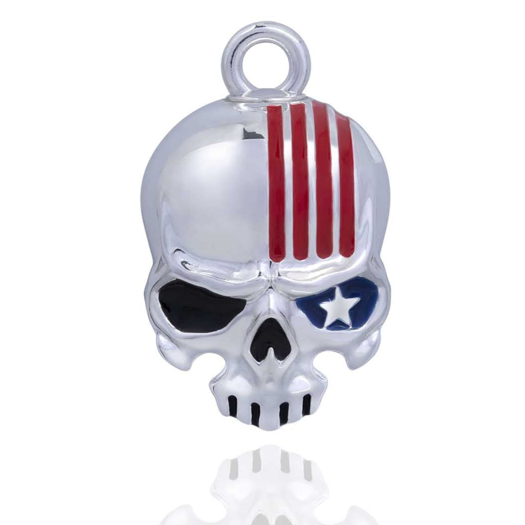 Silver Reaper Skull Road Bell with Enamel Steel Horse Jewelry