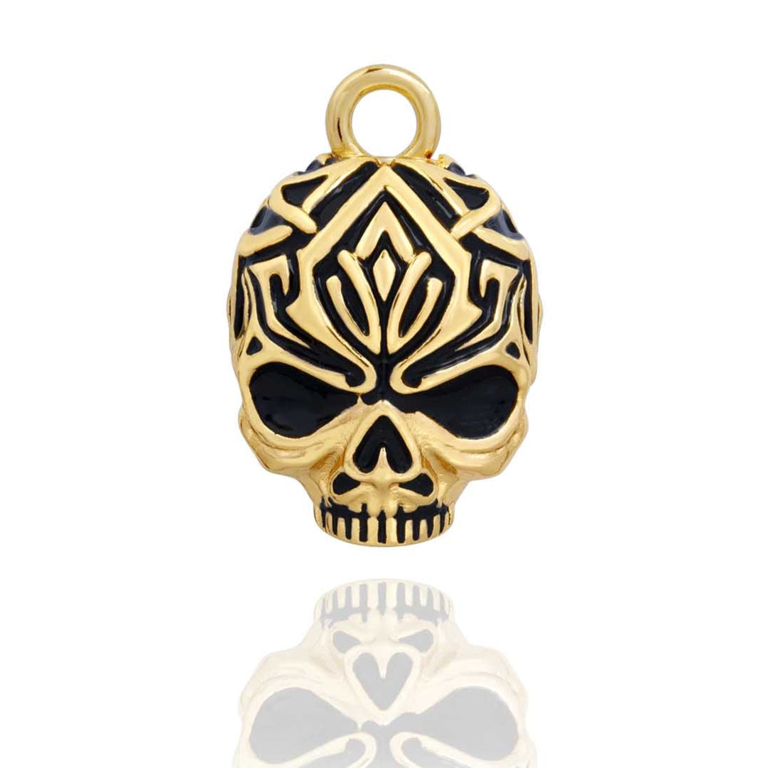 Gold Tribal Skull Road Bell Steel Horse Jewelry