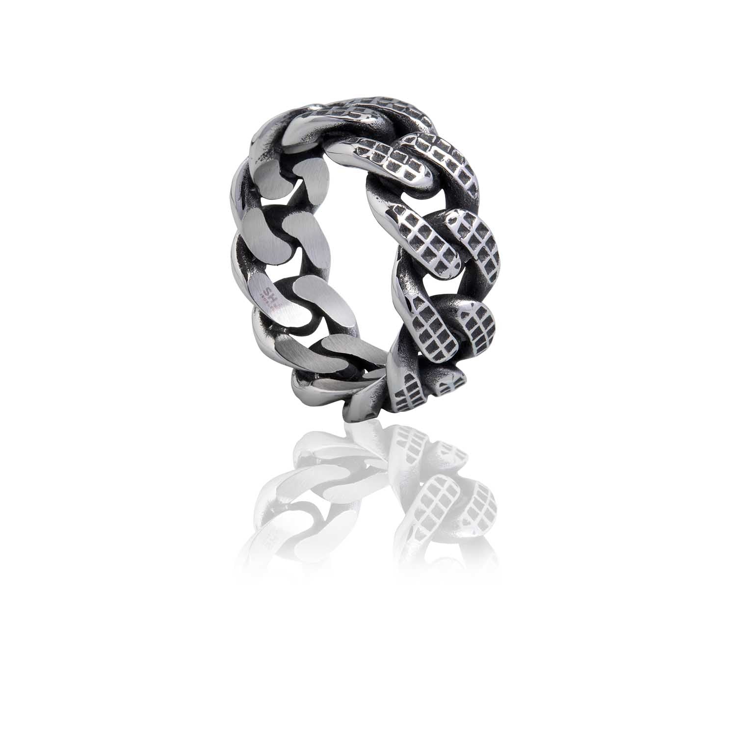 Checkered Curblink Band Ring