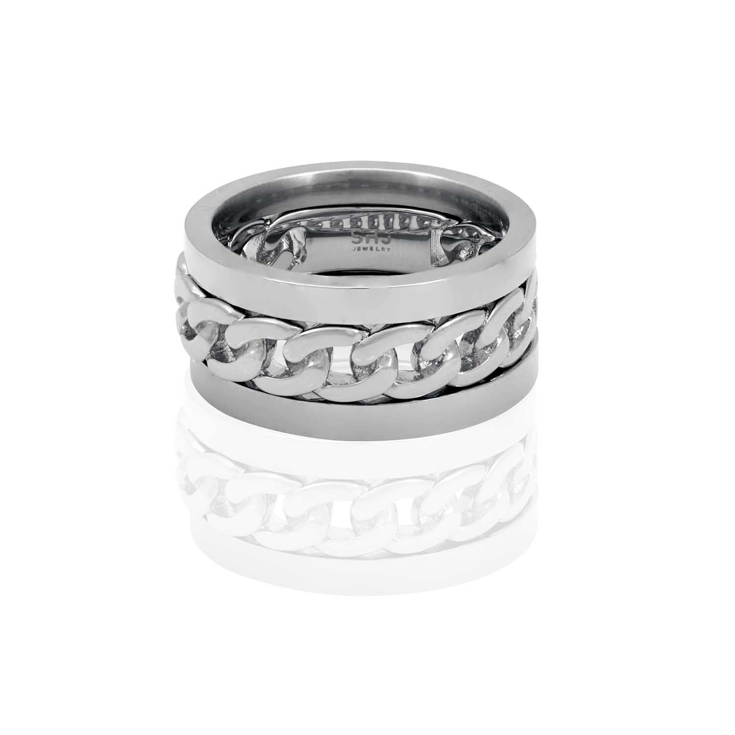 Cuban Chain Stacking Ring Set Steel Horse Jewelry