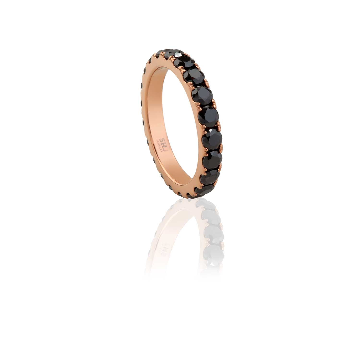 Black Bling Eternity Ring Steel Horse Jewelry