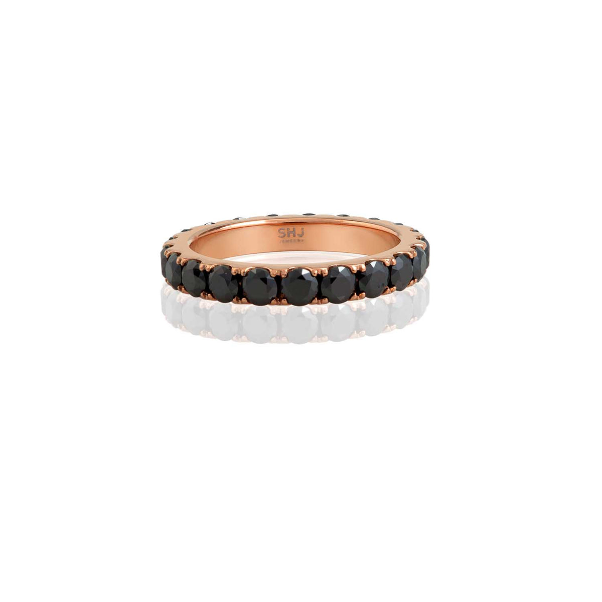 Black Bling Eternity Ring Steel Horse Jewelry