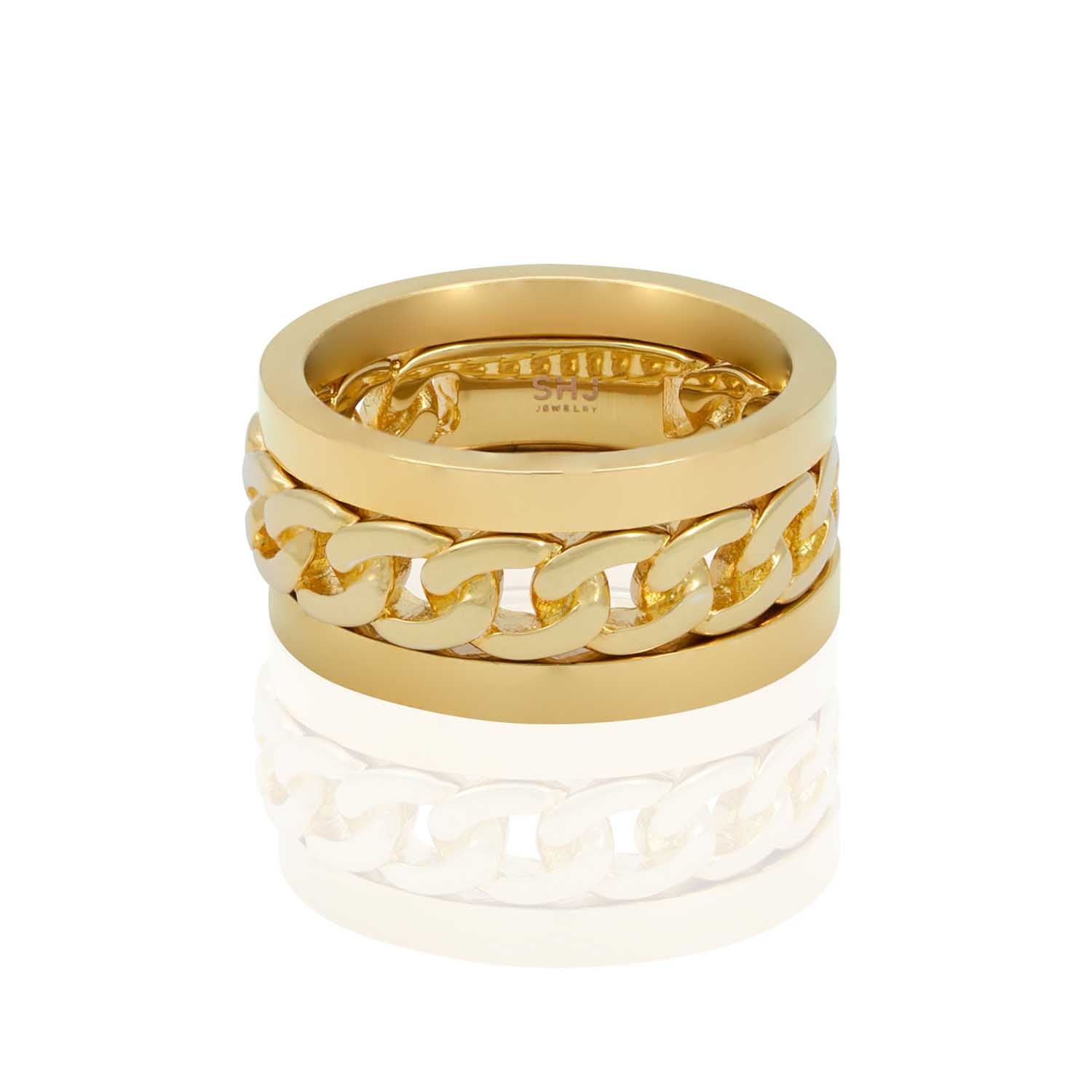 Cuban Chain Stacking Ring Set