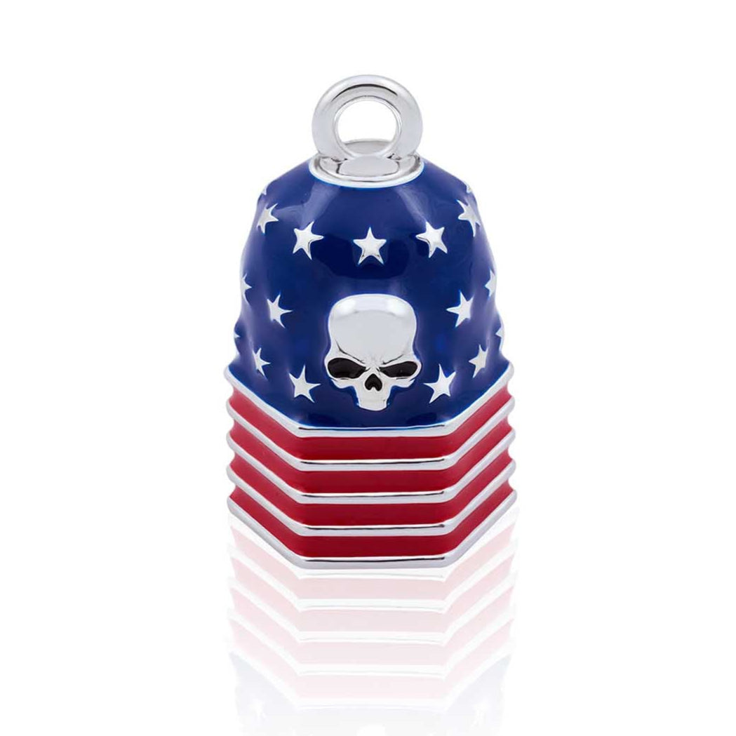 All Over Flag with Skull Road Bell Steel Horse Jewelry