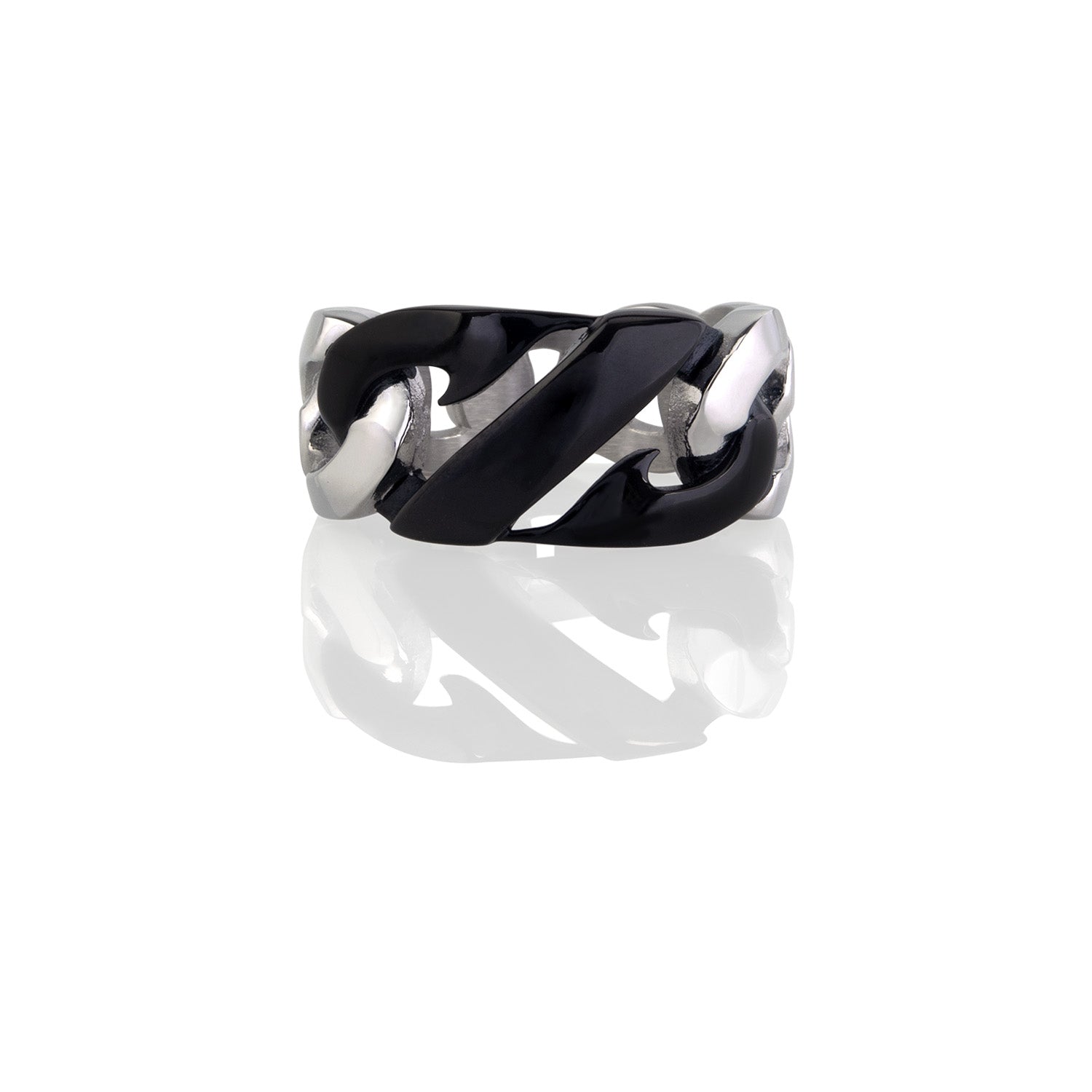 Black Double Link Chain Ring